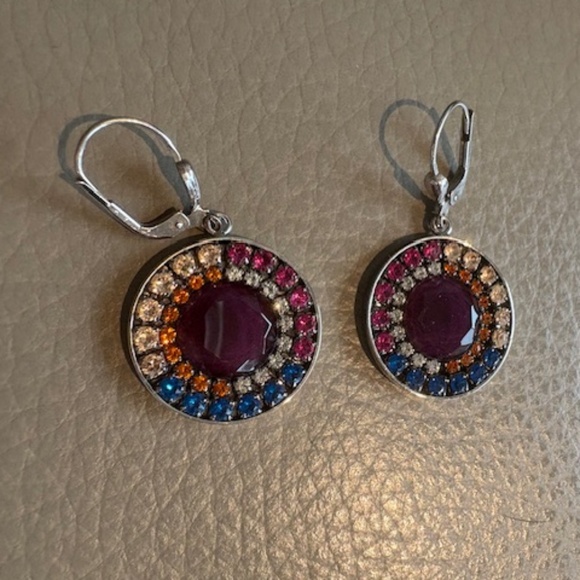 COEUR DE LION original dangle drop earrings Swarovski crystals multicolour - Picture 7 of 7